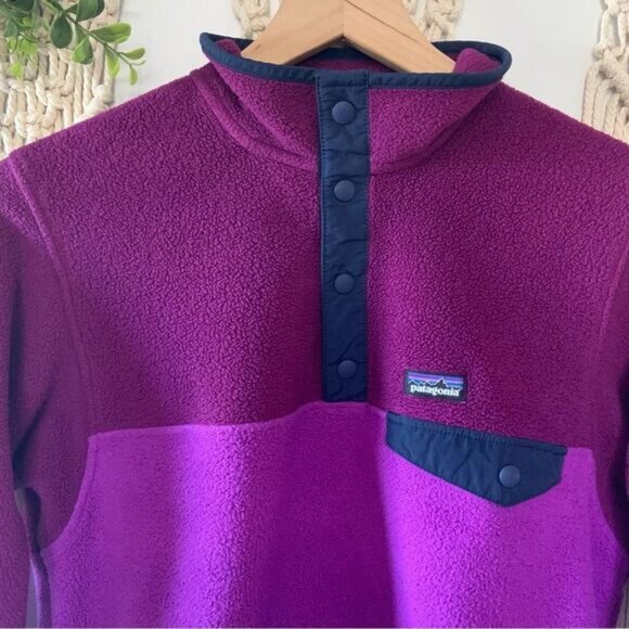 PATAGONIA Snap-T Synchilla Fleece Pullover Purple Girl’s Size XL 14 - Picture 3 of 14
